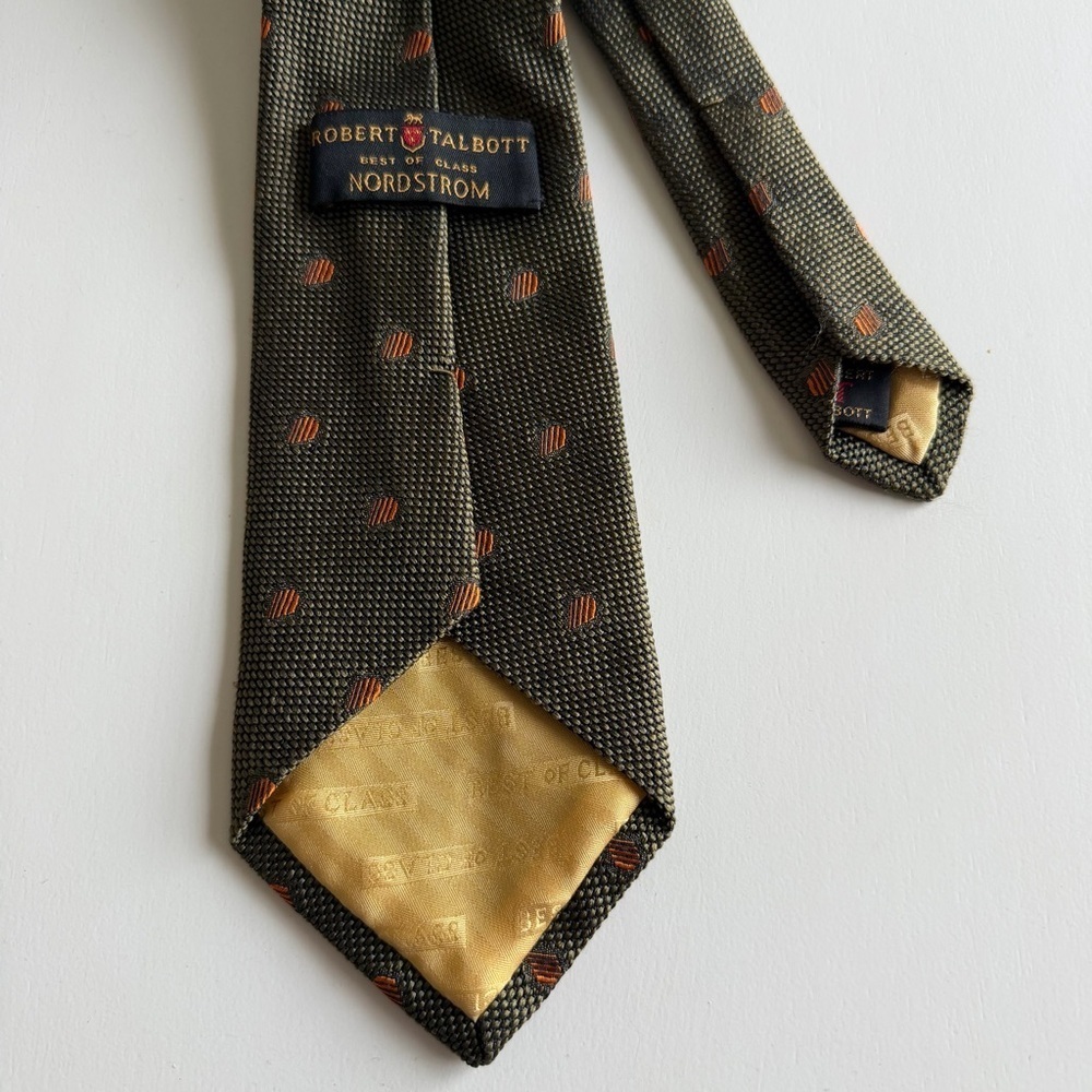 Robert Talbott Best of Class Tie Orange Geometric Classy Gold Business Work - Picture 4 of 6